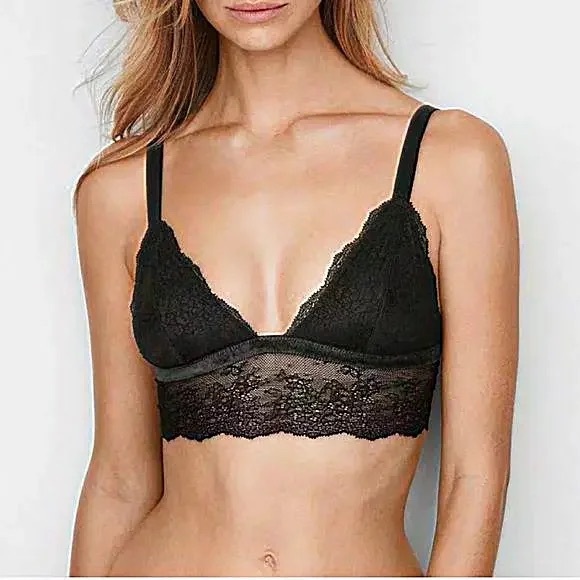 Victoria's Secret Chantilly Floral Lace Bralette Black - Picture 1 of 4